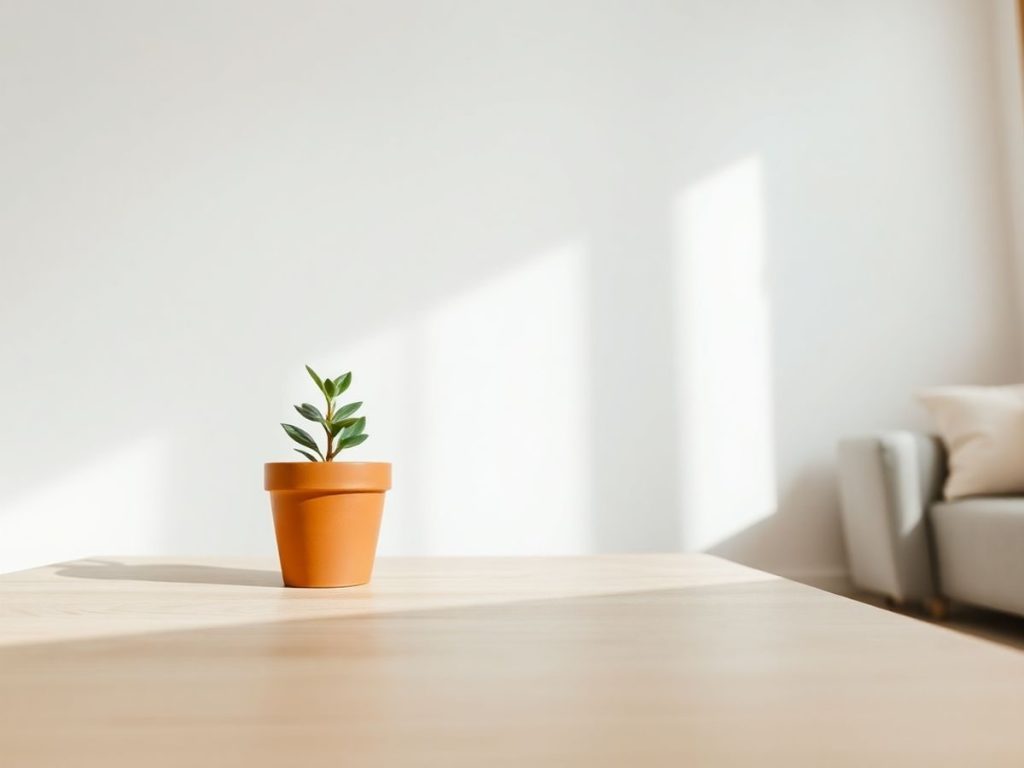 Spațiu de locuit minimalist, luminos și aerisit.