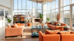 TrendAlert 28 Interior modern cu mobilier confortabil și lumină naturală.